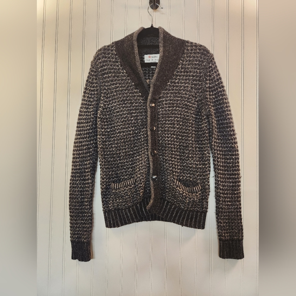 Rag & Bone Target Women Black Wool Blend Cardigan Sweater Size L Slim Fit Preppy